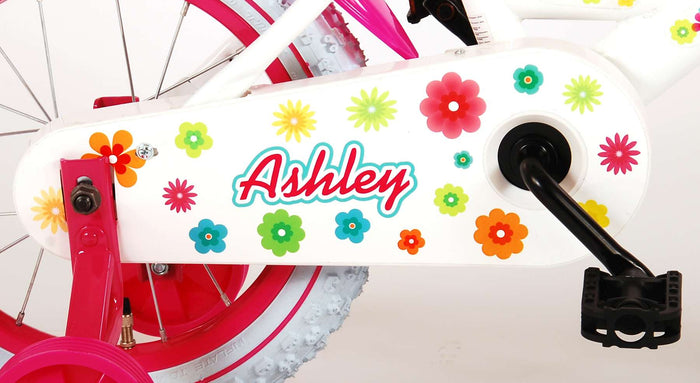 Volare Ashley Barncykel 14 tum, Vit - Lilla Cykelbutiken