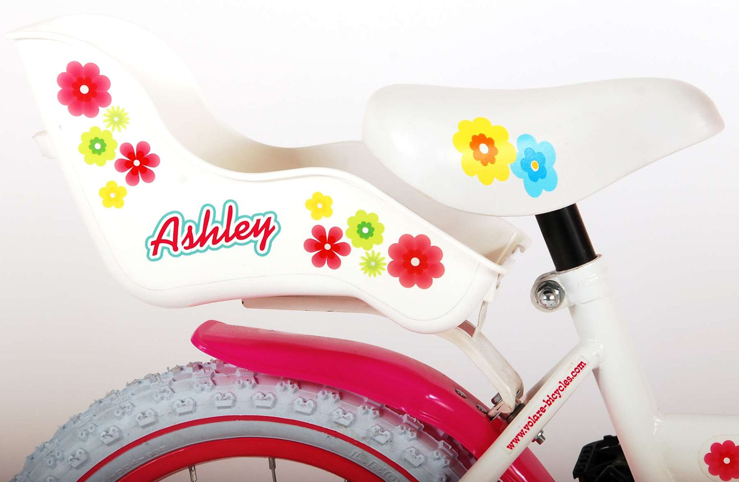 Volare Ashley Barncykel 14 tum, Vit - Lilla Cykelbutiken