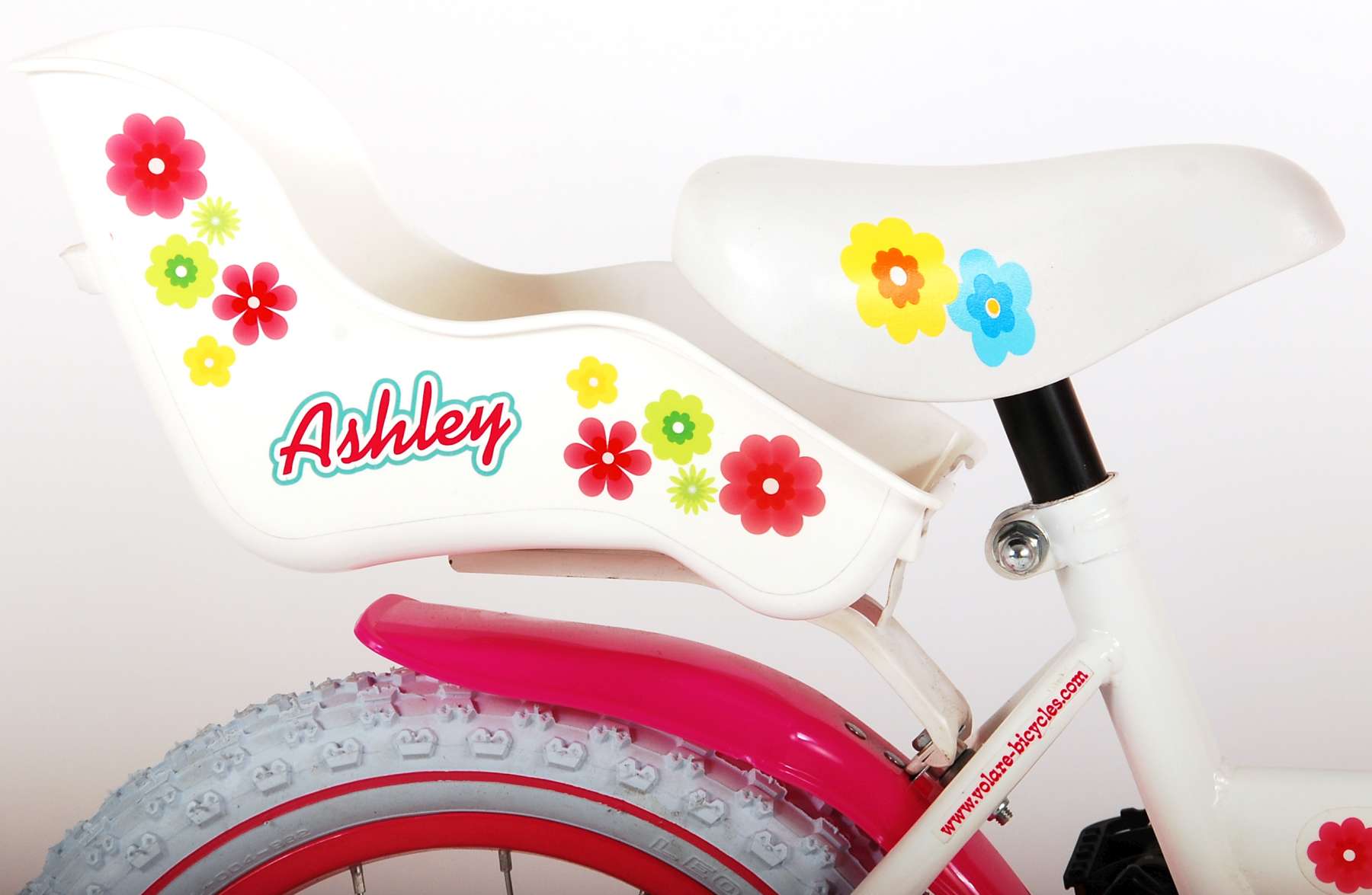 Volare Ashley Barncykel 14 tum, Vit - Lilla Cykelbutiken