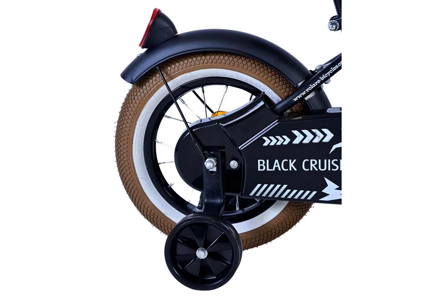 Volare Black Cruiser 12-tums Barncykel – Svart med Stödhjul, För Barn 3-4 år