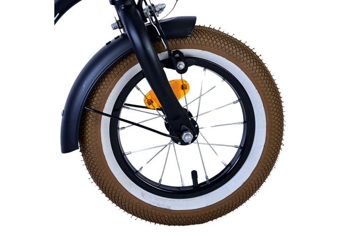 Volare Black Cruiser 12-tums Barncykel – Svart med Stödhjul, För Barn 3-4 år