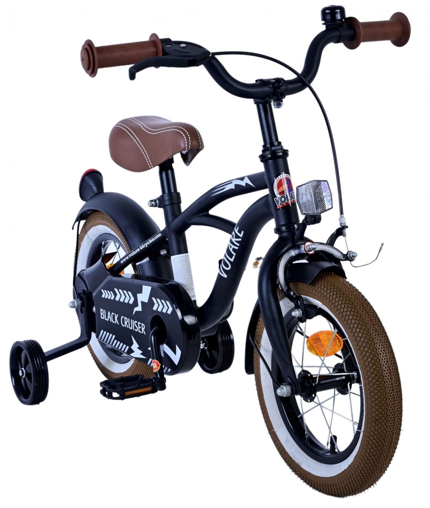 Volare Black Cruiser Barncykel 12 tum, Svart - Lilla Cykelbutiken