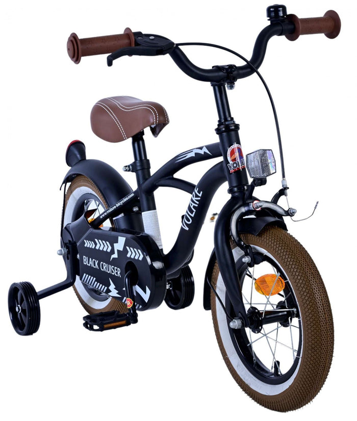 Volare Black Cruiser Barncykel 12 tum, Svart - Lilla Cykelbutiken