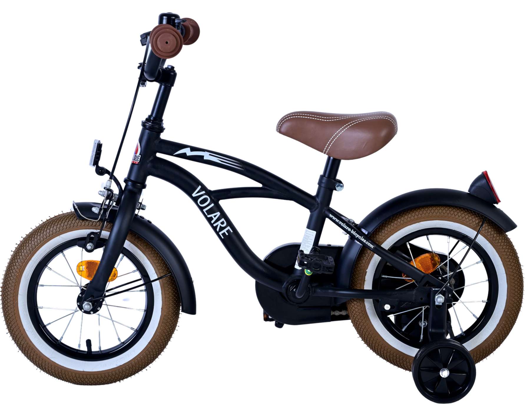 Volare Black Cruiser Barncykel 12 tum, Svart - Lilla Cykelbutiken