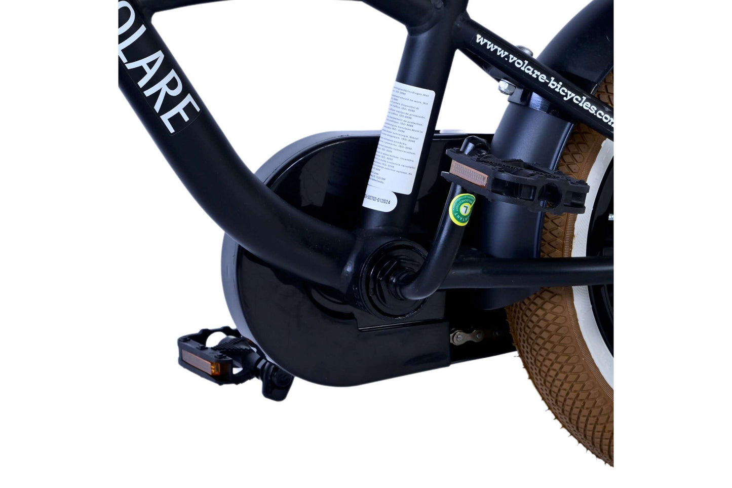 Volare Black Cruiser 12-tums Barncykel – Svart med Stödhjul, För Barn 3-4 år