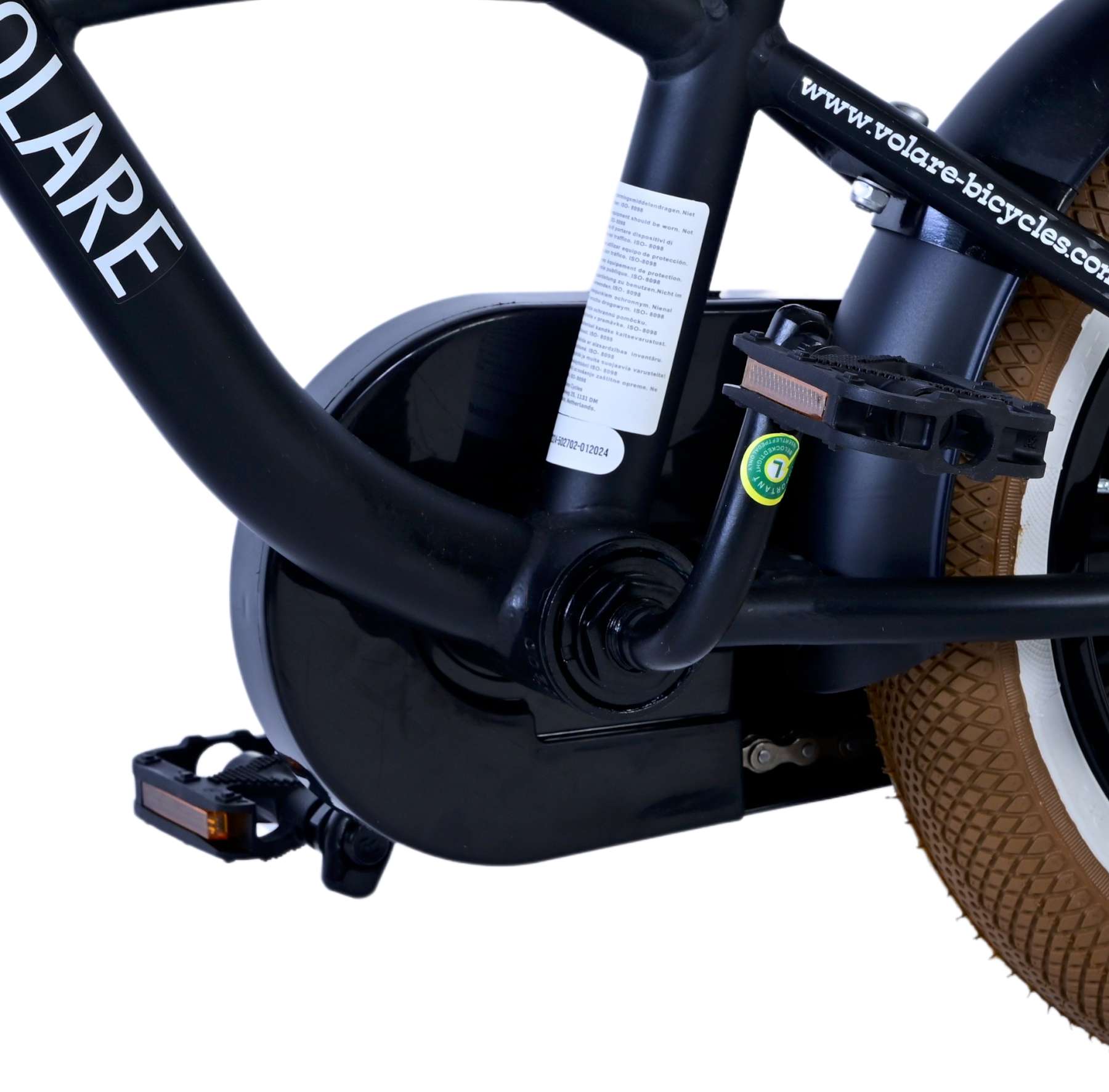Volare Black Cruiser Barncykel 12 tum, Svart - Lilla Cykelbutiken