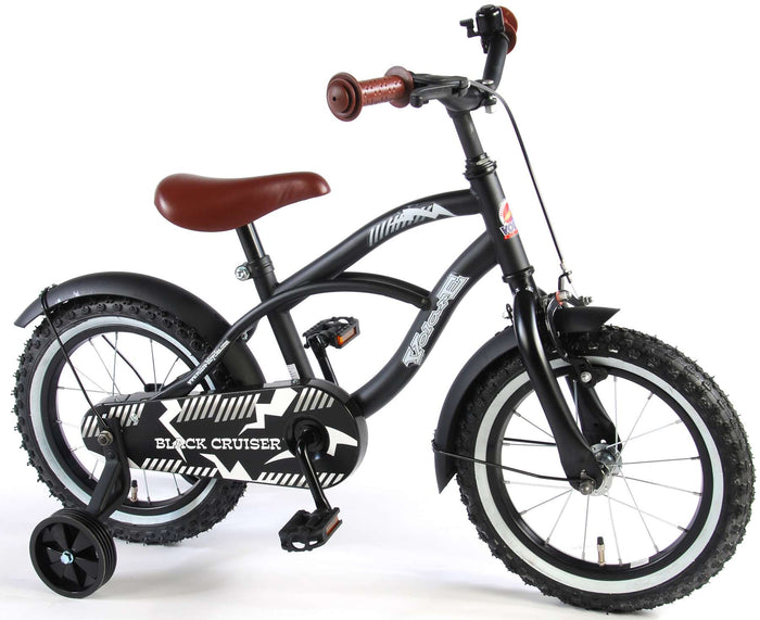 Volare Black Cruiser Barncykel 14 tum, Svart - Lilla Cykelbutiken