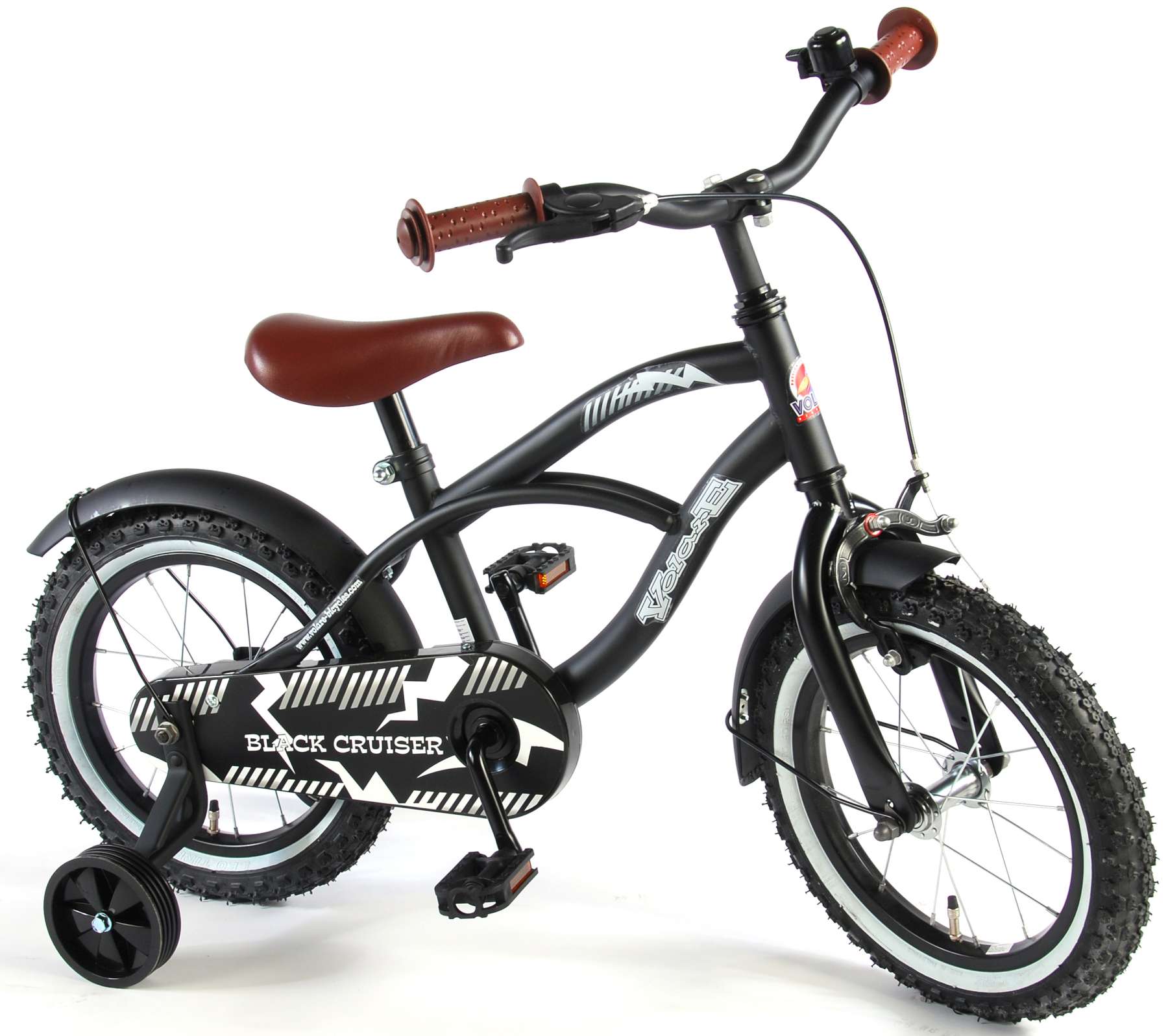 Volare Black Cruiser Barncykel 14 tum, Svart - Lilla Cykelbutiken
