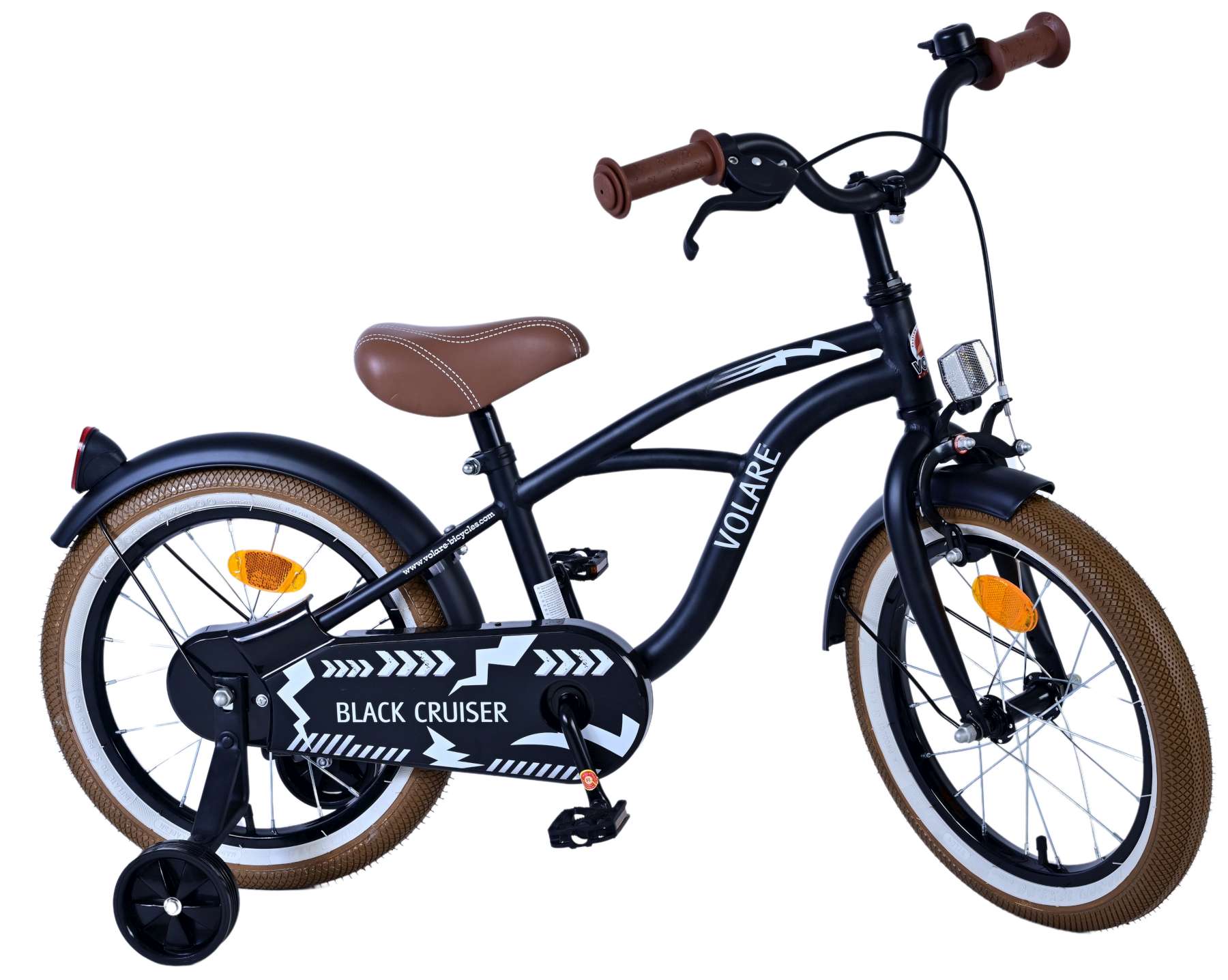 Volare Black Cruiser Barncykel 16 tum, Svart - Lilla Cykelbutiken
