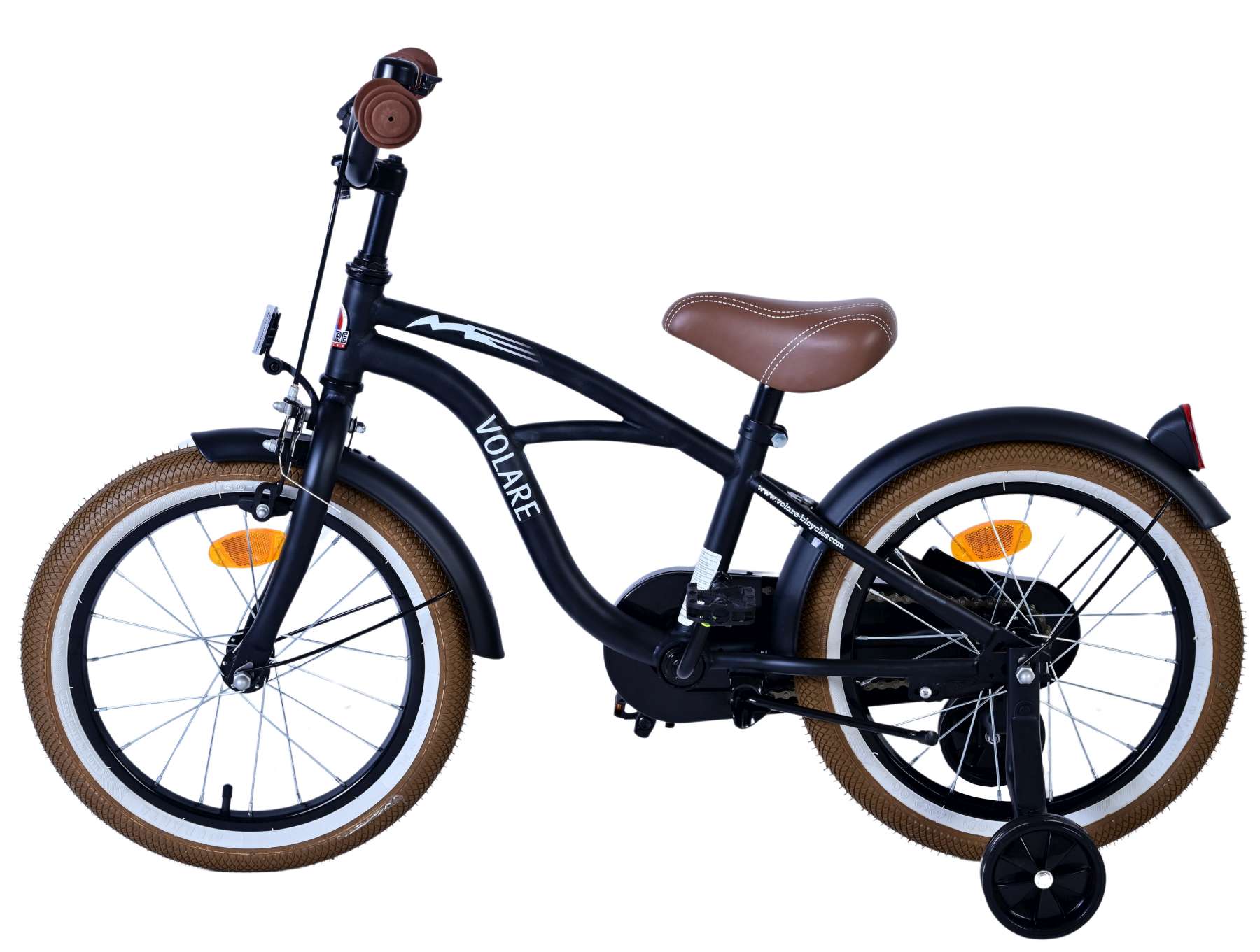 Volare Black Cruiser Barncykel 16 tum, Svart - Lilla Cykelbutiken