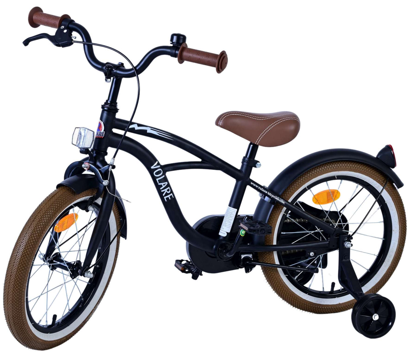 Volare Black Cruiser Barncykel 16 tum, Svart - Lilla Cykelbutiken