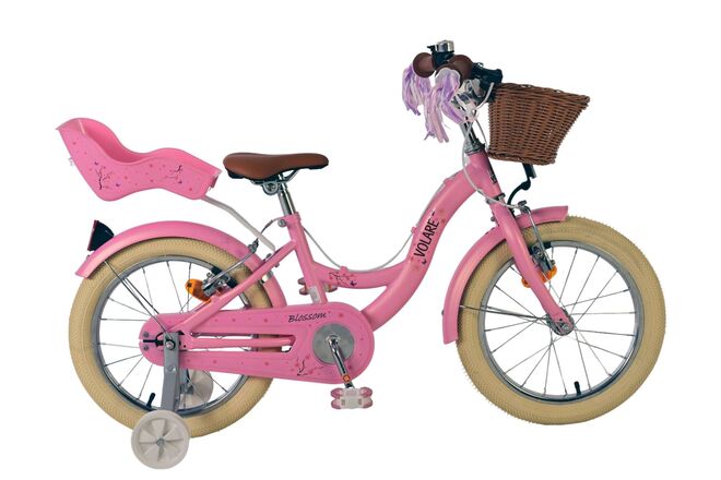 Volare Blossom Rosa 16 tum – Barncykel med två handbromsar