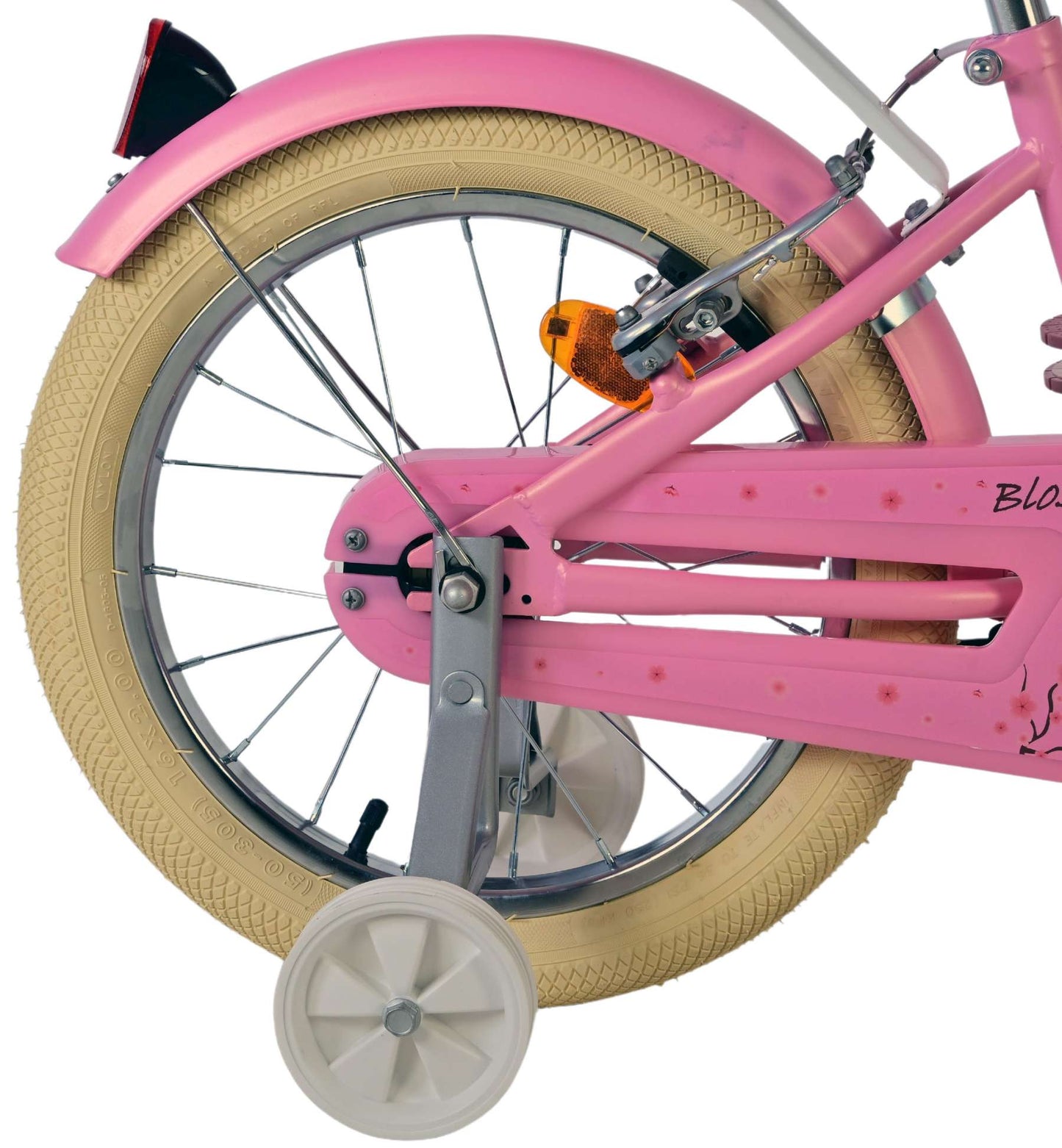 Volare Blossom Rosa 16 tum – Barncykel med två handbromsar