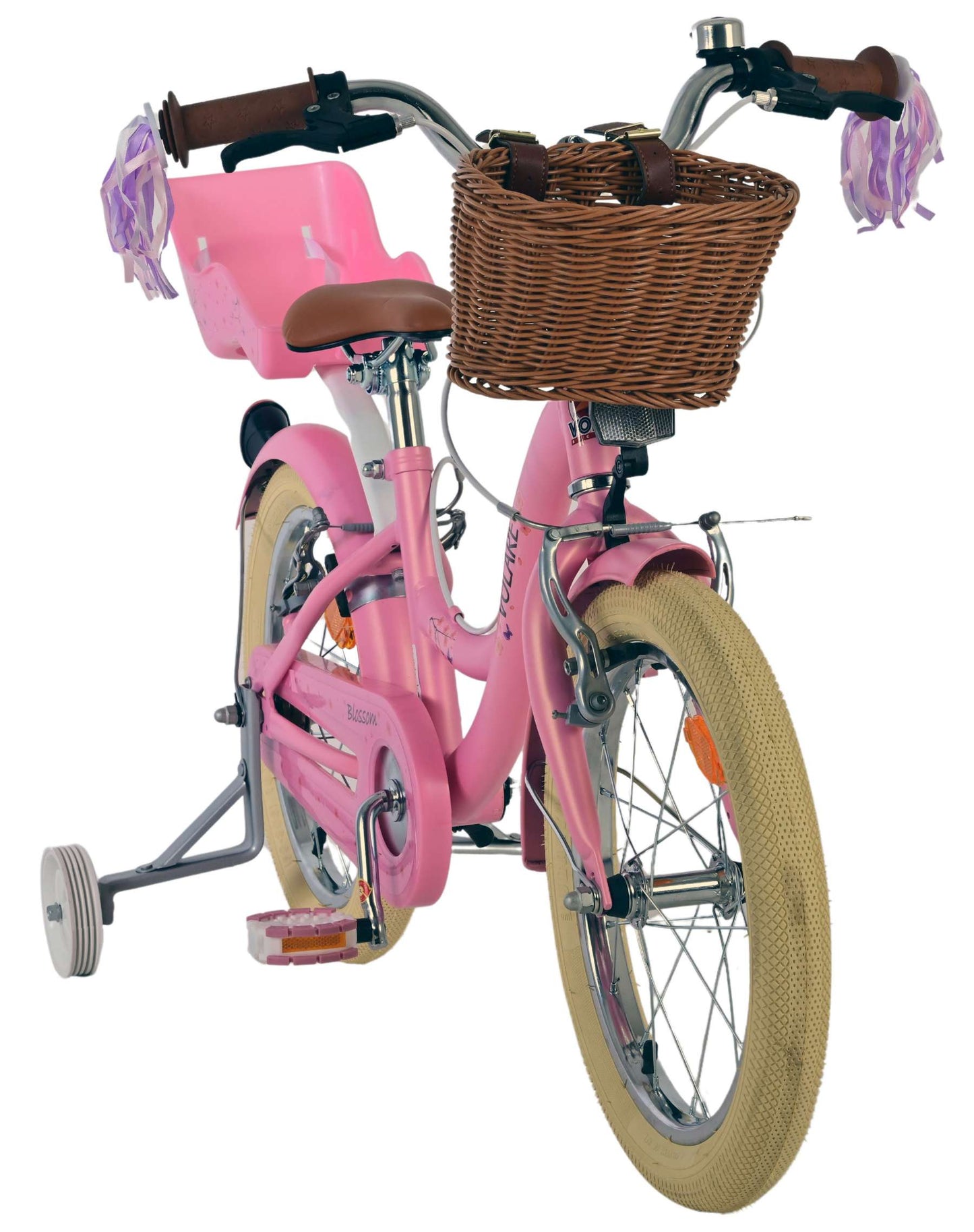Volare Blossom Rosa 16 tum – Barncykel med två handbromsar