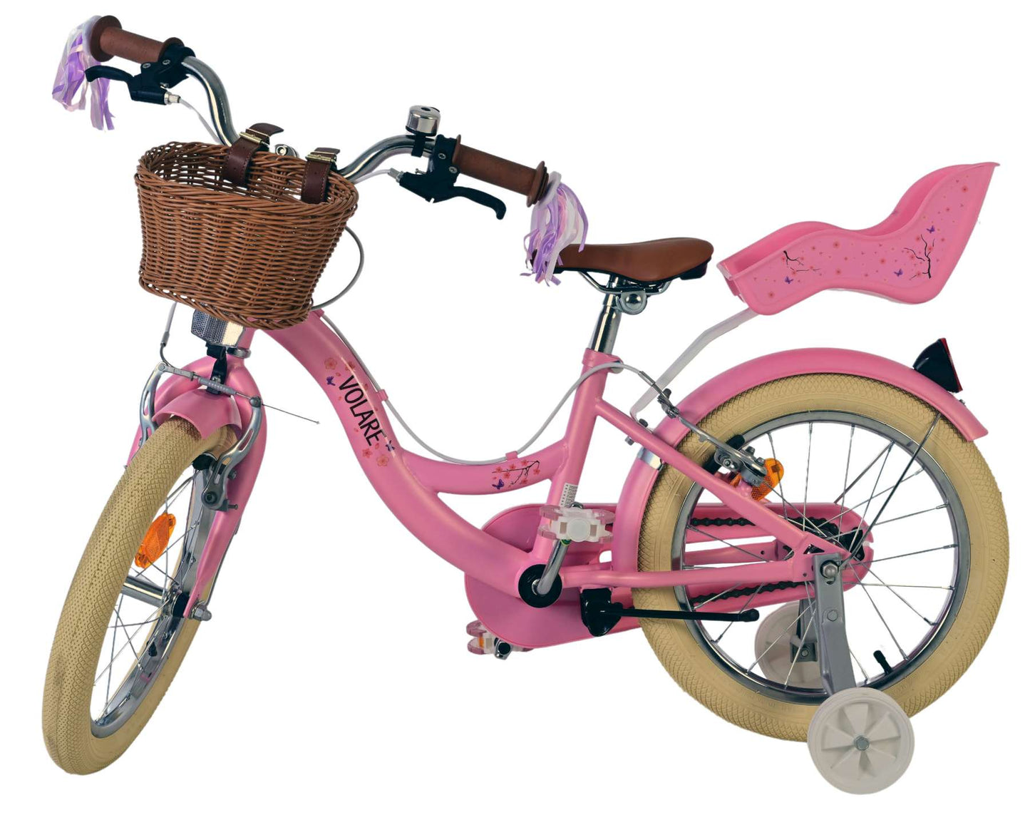 Volare Blossom Rosa 16 tum – Barncykel med två handbromsar