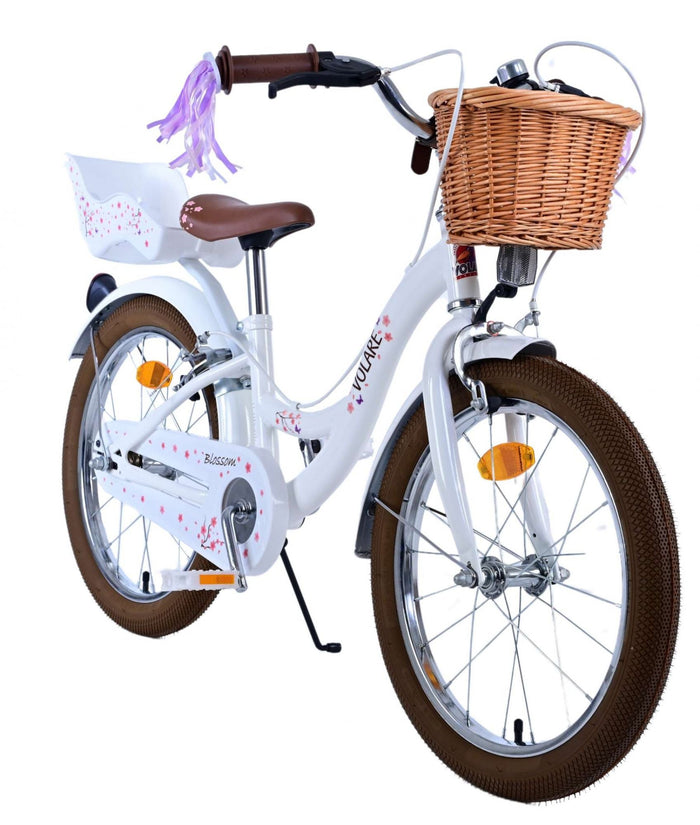 Volare Blossom Barncykel Två Handbromsar 18 tum, Vit - Lilla Cykelbutiken