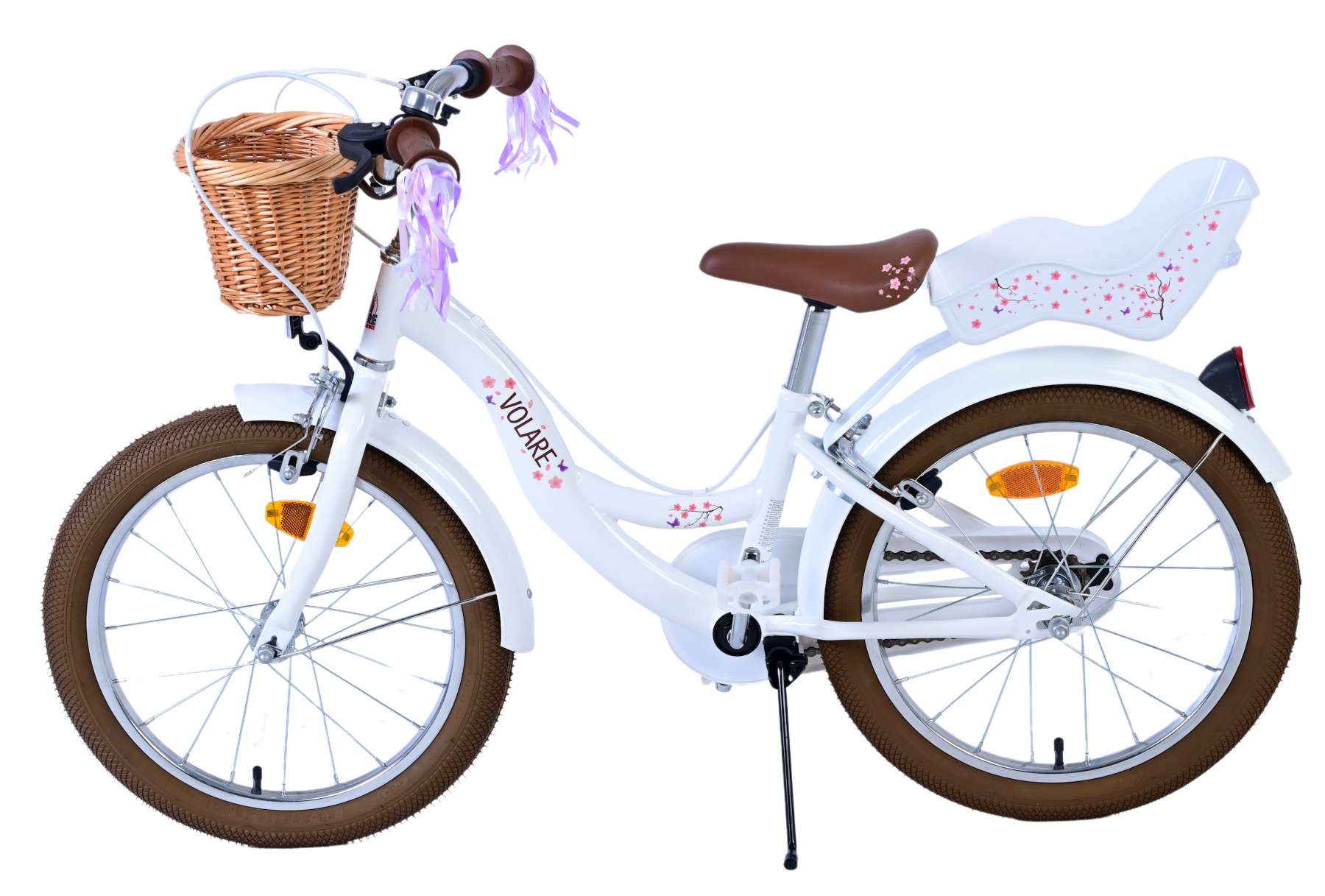 Volare Blossom Barncykel Två Handbromsar 18 tum, Vit - Lilla Cykelbutiken
