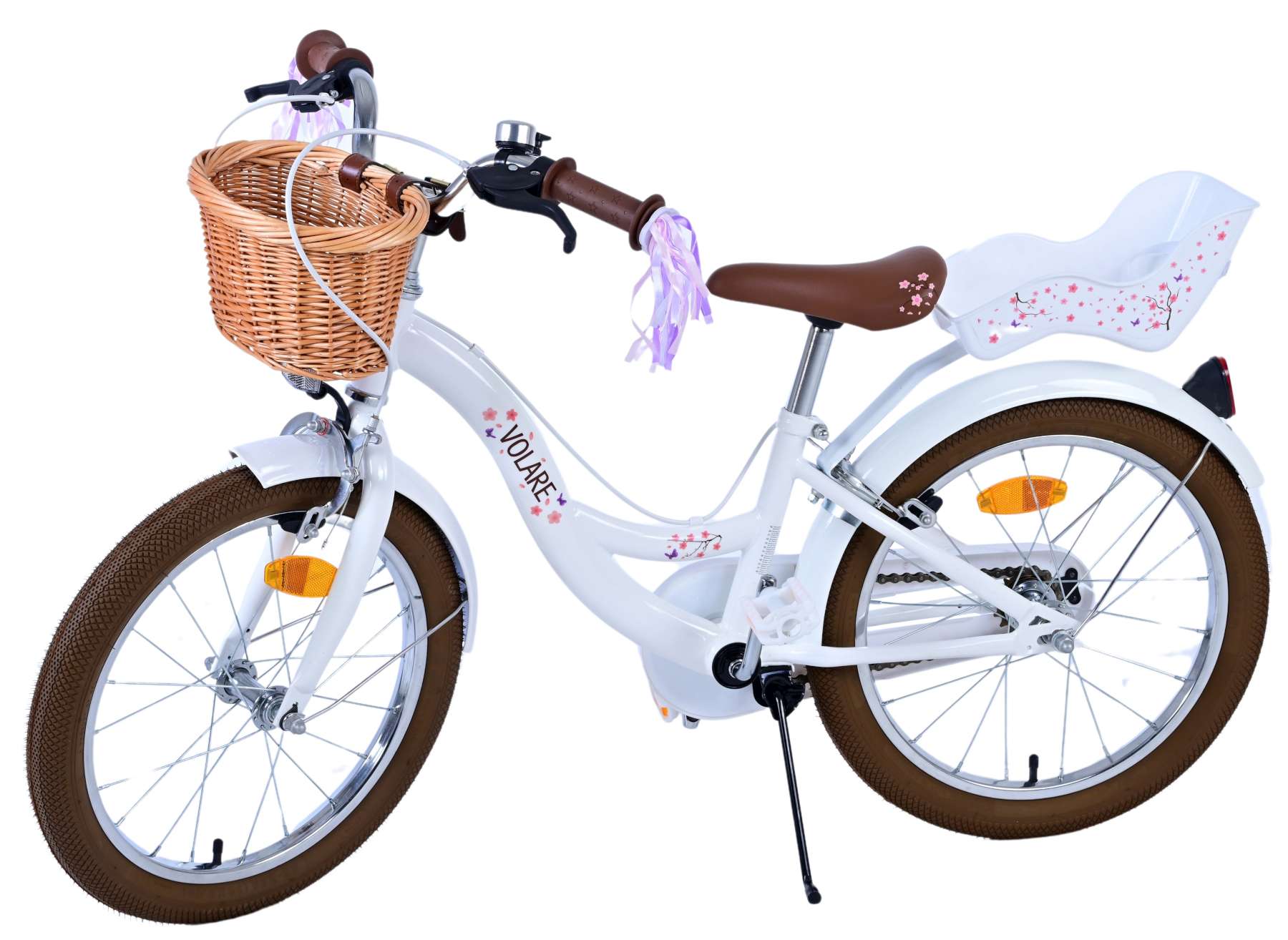 Volare Blossom Barncykel Två Handbromsar 18 tum, Vit - Lilla Cykelbutiken