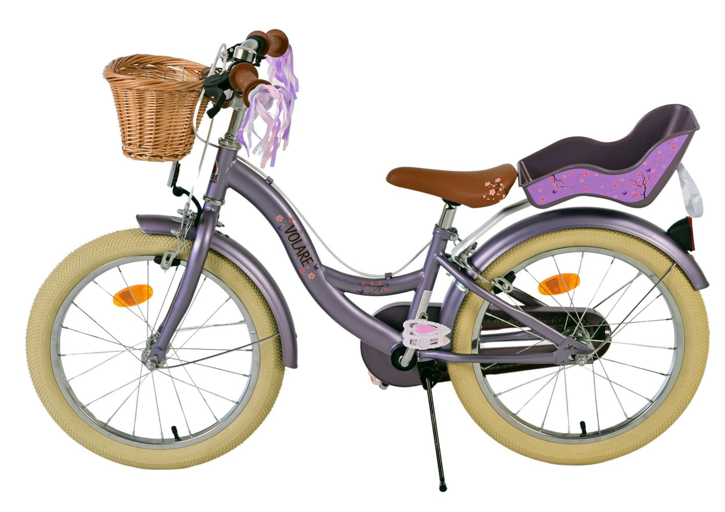 Volare Blossom Barncykel Två Handbromsar 18 tum, Lila - Lilla Cykelbutiken