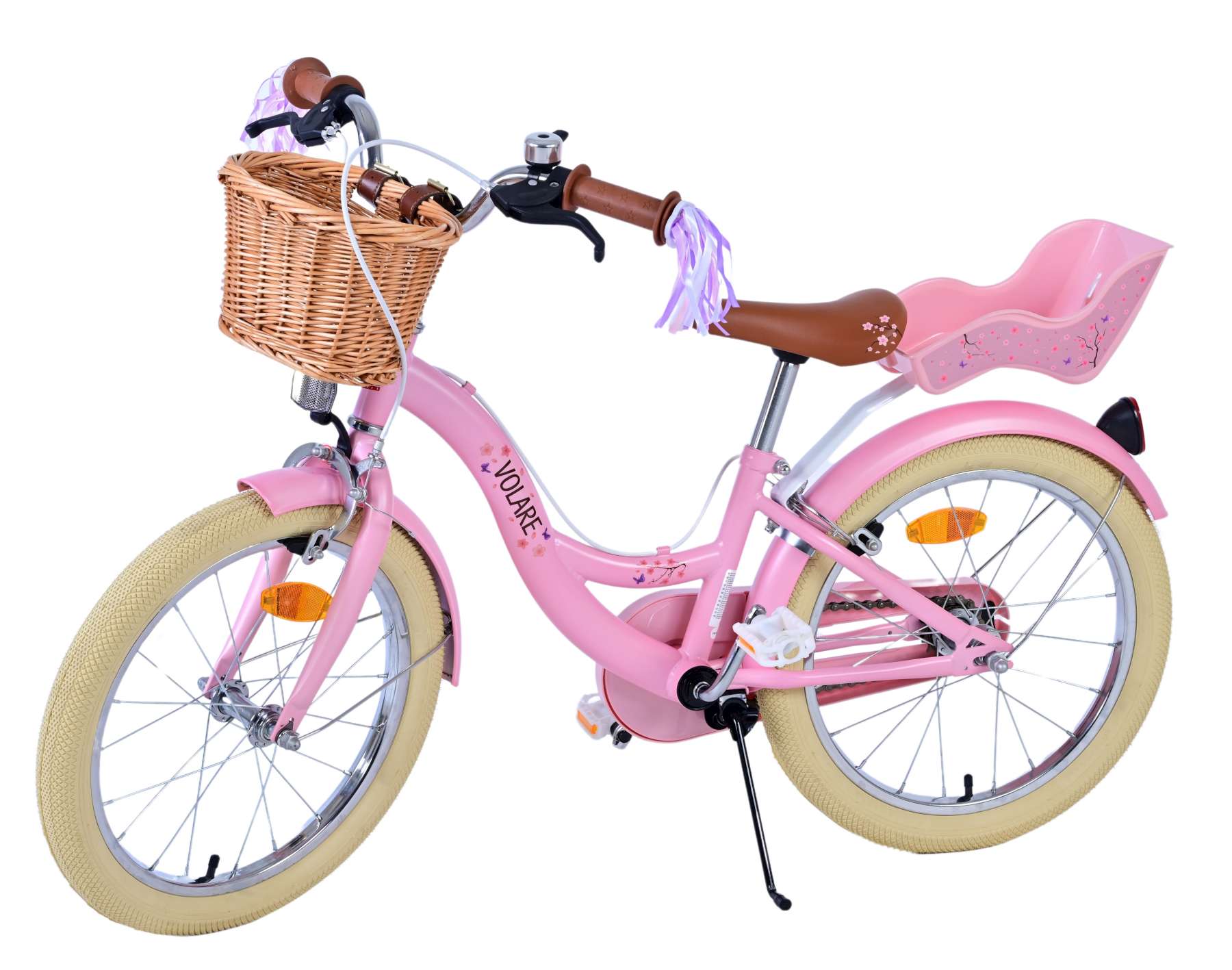 Volare Blossom Barncykel Två Handbromsar 18 tum, Rosa - Lilla Cykelbutiken