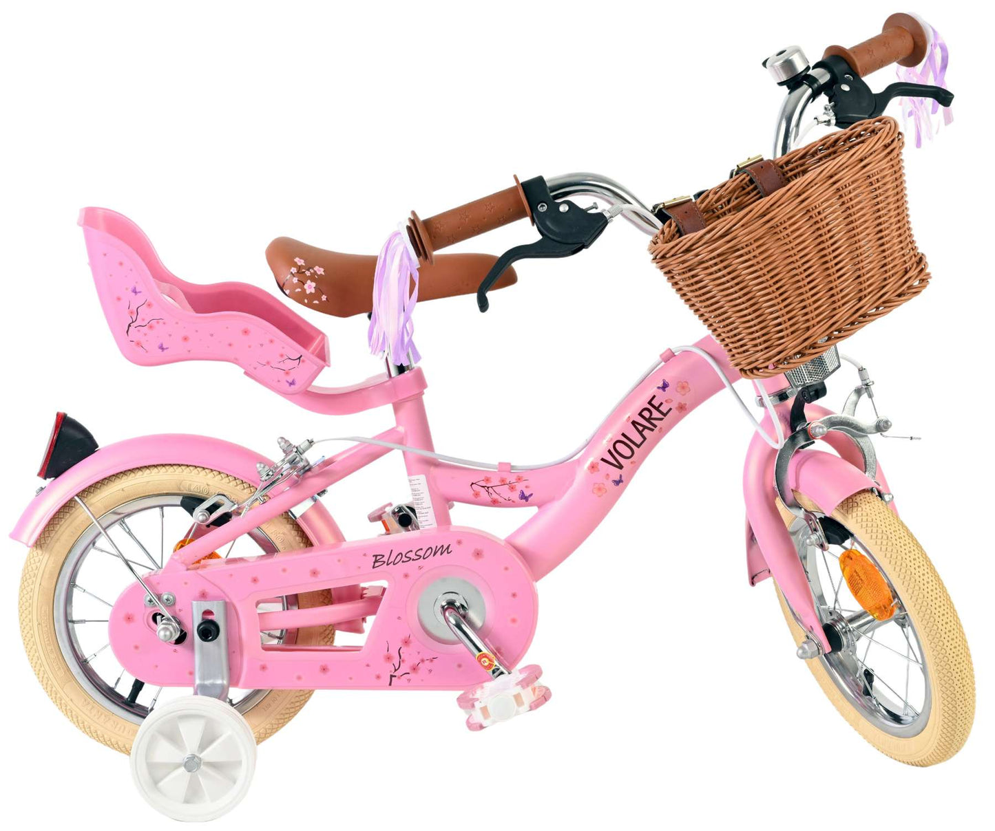 Volare Blossom Barncykel 12 tum, dubbla handbromsar, Rosa - För barn 3-4 år