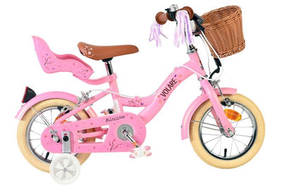 Volare Blossom Barncykel 12 tum, dubbla handbromsar, Rosa - För barn 3-4 år