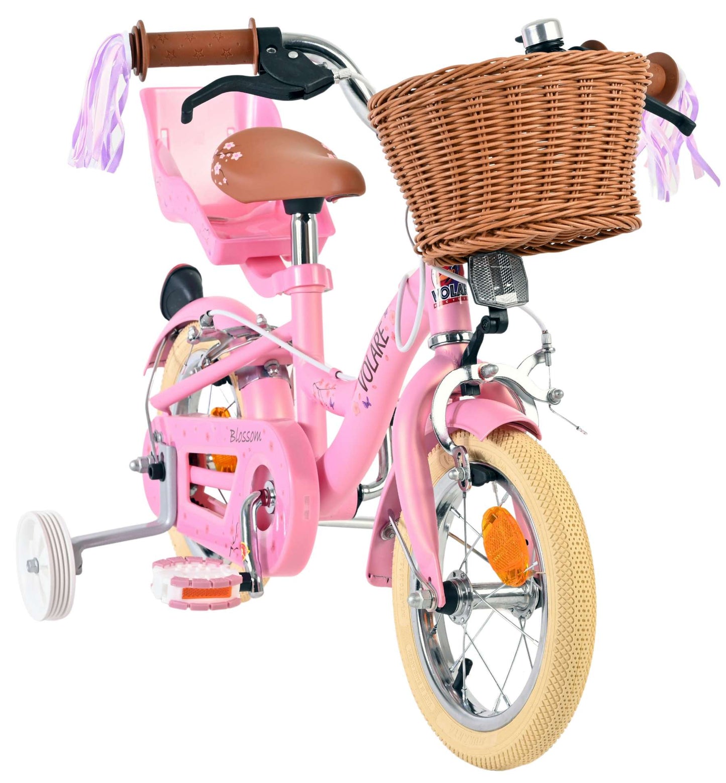 Volare Blossom Barncykel 12 tum, dubbla handbromsar, Rosa - För barn 3-4 år