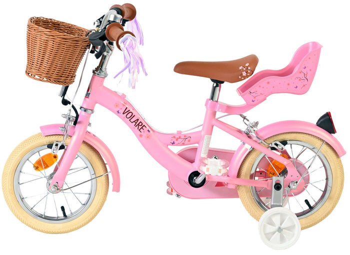 Volare Blossom Barncykel 12 tum, dubbla handbromsar, Rosa - För barn 3-4 år