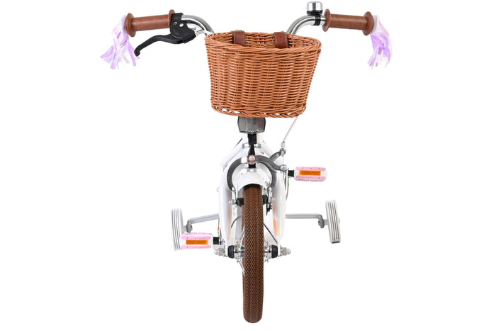Volare Blossom 12 Tum Barncykel, Vit/Lila Pedalbroms - För barn 3-4 år