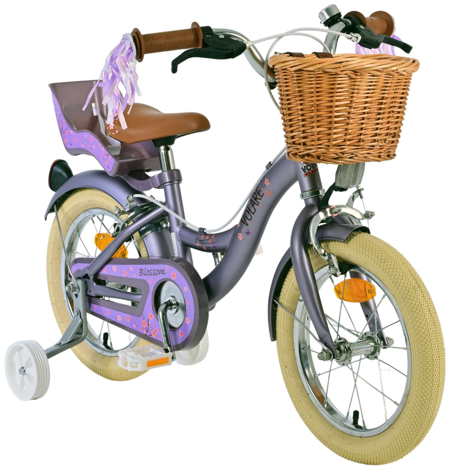 Volare Blossom Barncykel Två Handbromsar 14 tum, Lila - Lilla Cykelbutiken