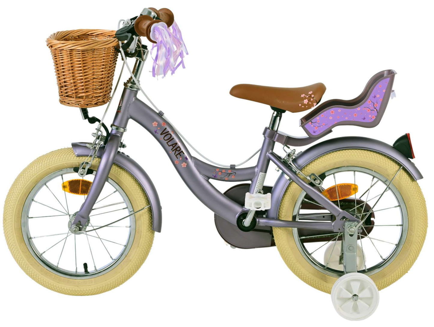 Volare Blossom Barncykel Två Handbromsar 14 tum, Lila - Lilla Cykelbutiken