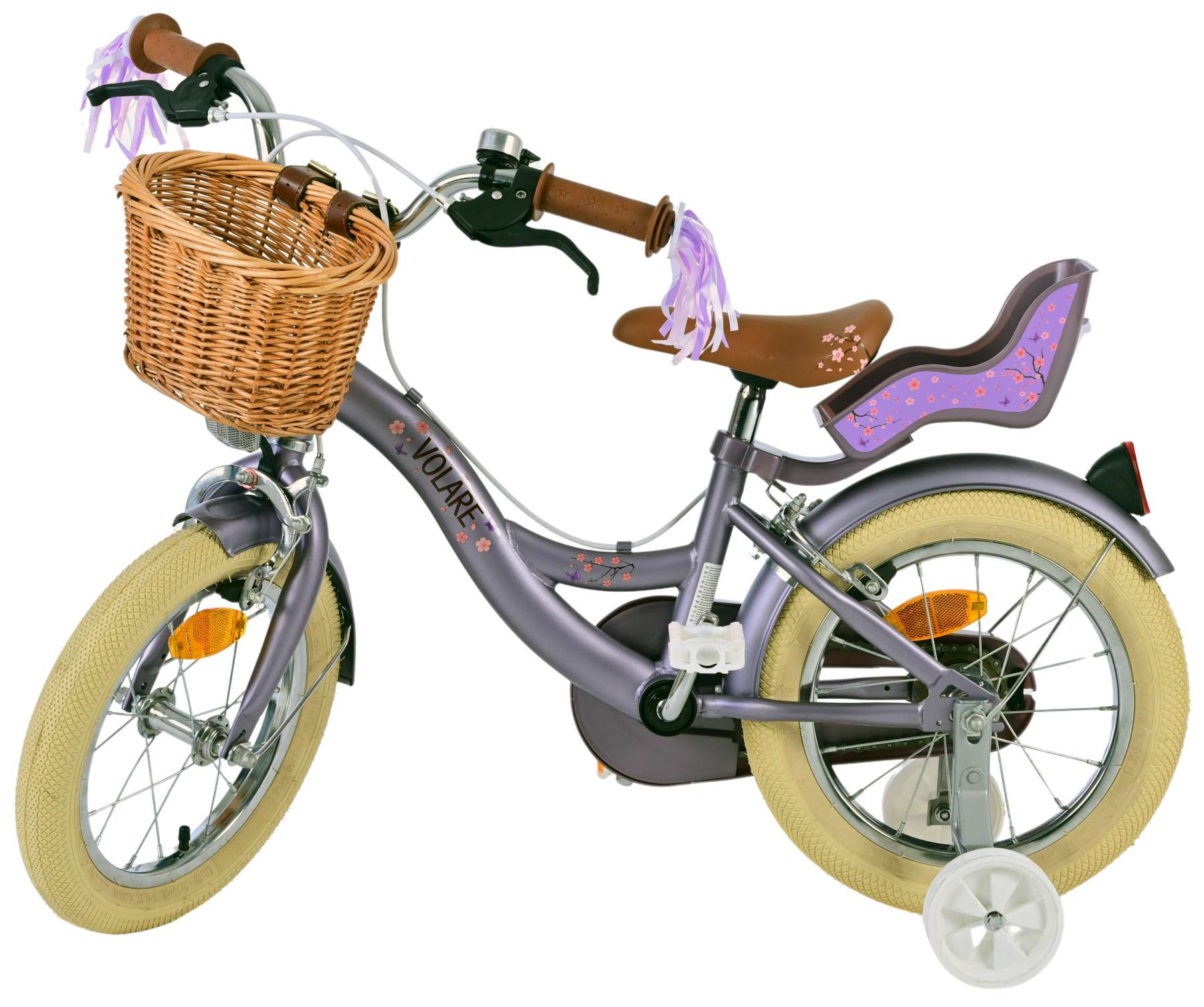 Volare Blossom Barncykel Två Handbromsar 14 tum, Lila - Lilla Cykelbutiken