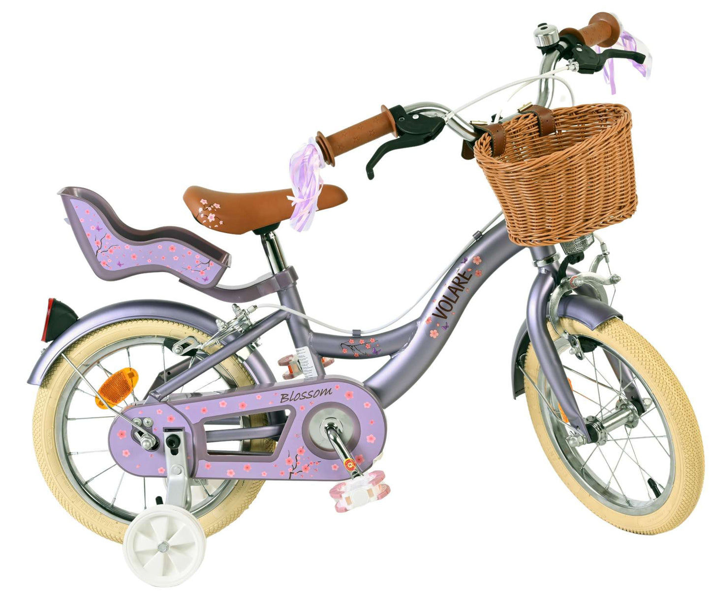 Volare Blossom Barncykel 14 tum, dubbla handbromsar, Lila - För barn 5-5 år