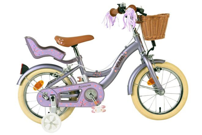 Volare Blossom Barncykel 14 tum, dubbla handbromsar, Lila - För barn 5-5 år