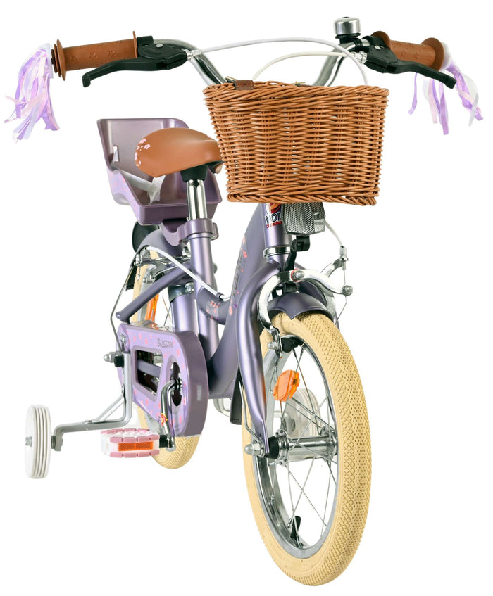 Volare Blossom Barncykel 14 tum, dubbla handbromsar, Lila - För barn 5-5 år