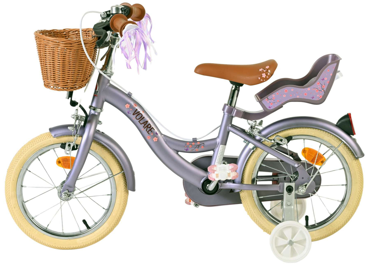 Volare Blossom Barncykel 14 tum, dubbla handbromsar, Lila - För barn 5-5 år