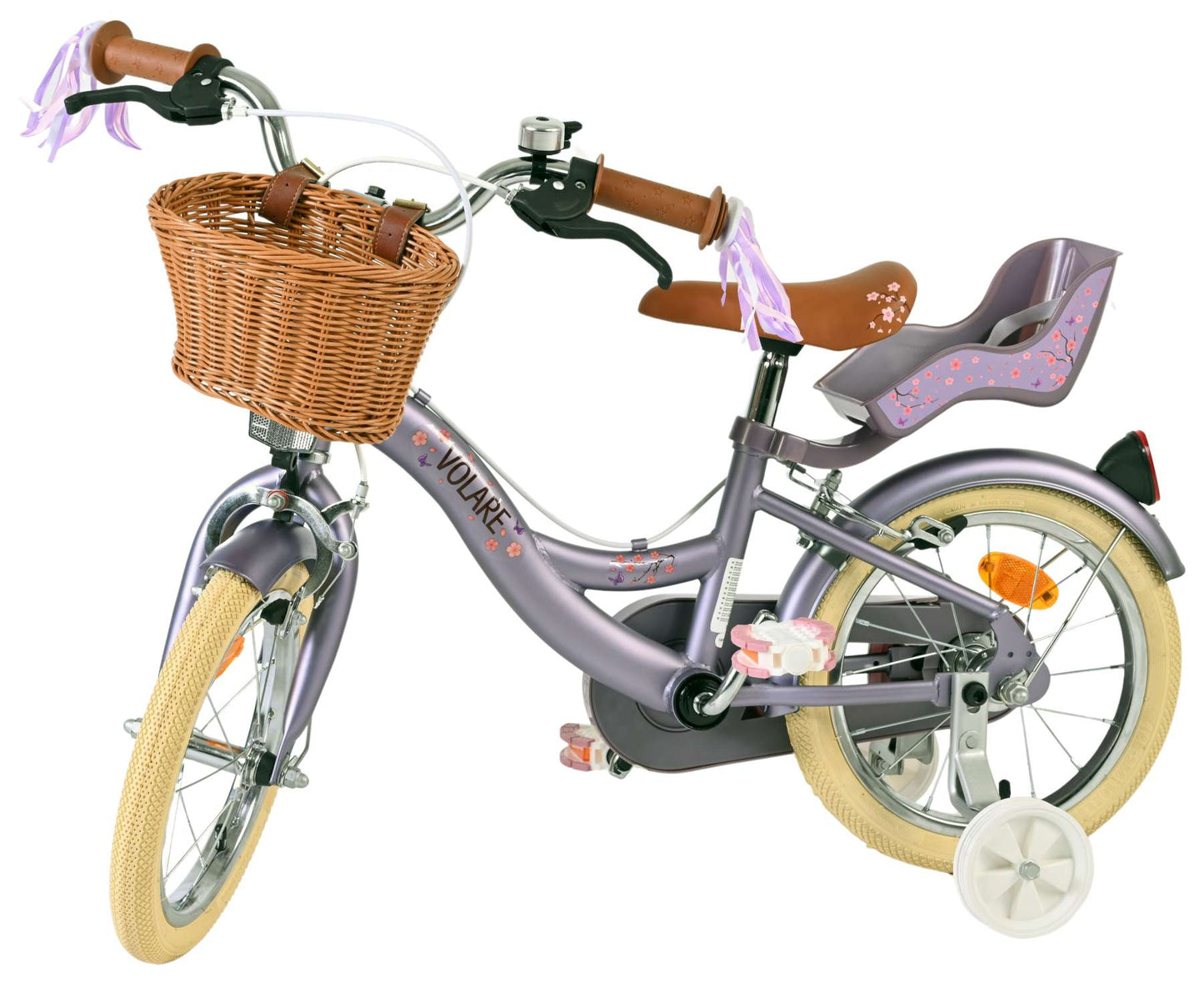 Volare Blossom Barncykel 14 tum, dubbla handbromsar, Lila - För barn 5-5 år