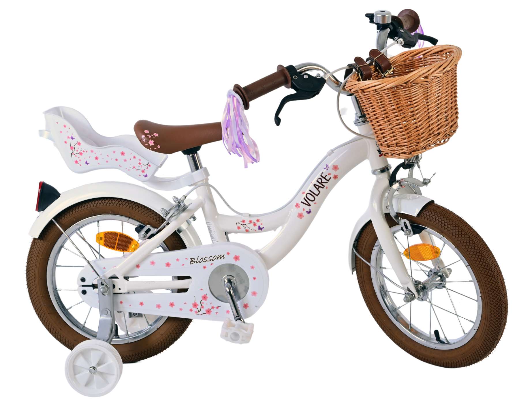 Volare Blossom Barncykel Två Handbromsar 14 tum, Vit - Lilla Cykelbutiken