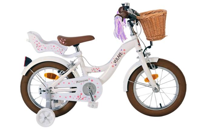 Volare Blossom Barncykel Två Handbromsar 14 tum, Vit - Lilla Cykelbutiken