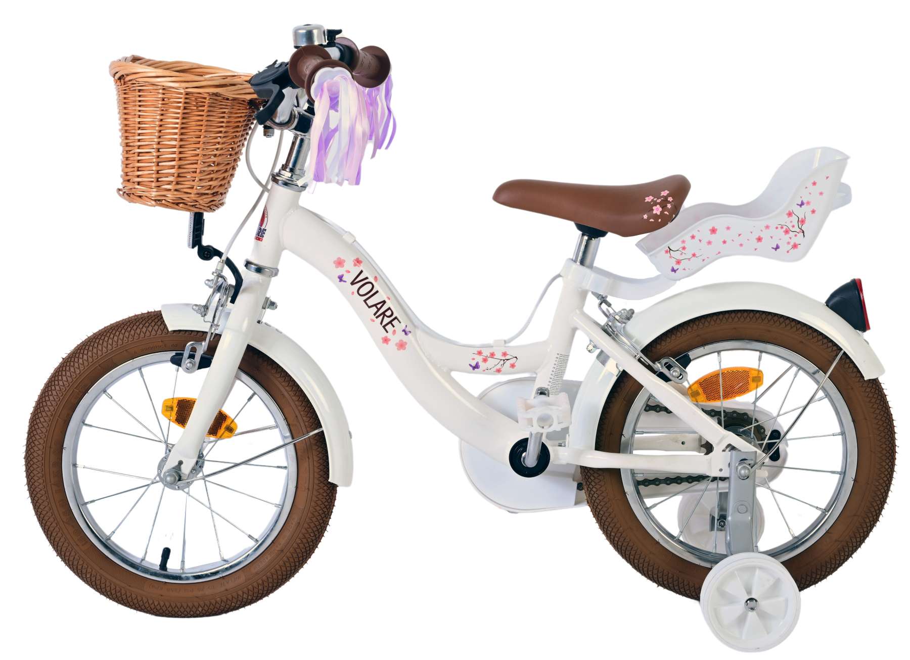 Volare Blossom Barncykel Två Handbromsar 14 tum, Vit - Lilla Cykelbutiken