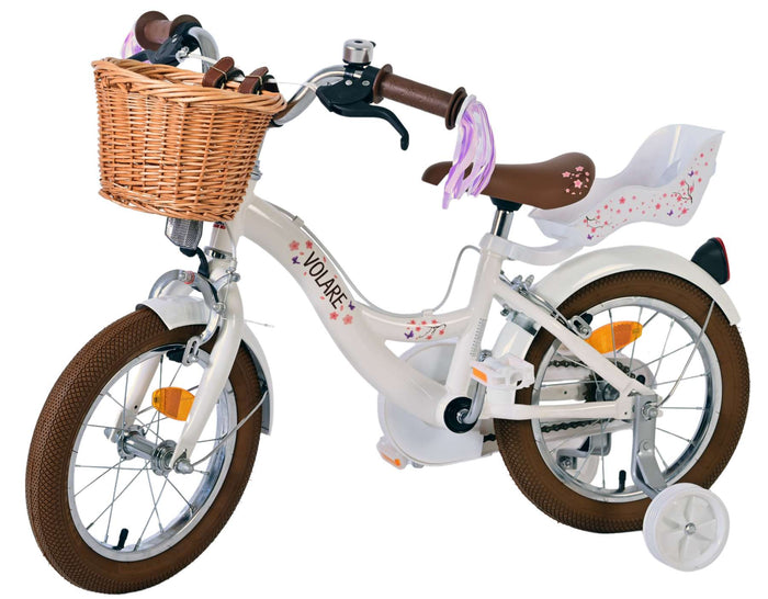 Volare Blossom Barncykel Två Handbromsar 14 tum, Vit - Lilla Cykelbutiken