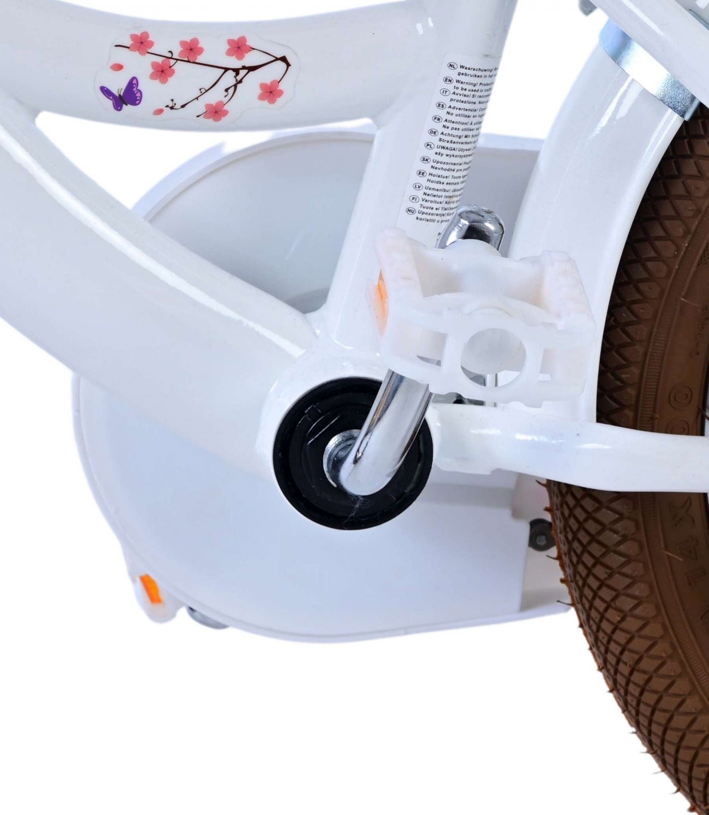Volare Blossom Barncykel 14 tum, Vit - Lilla Cykelbutiken