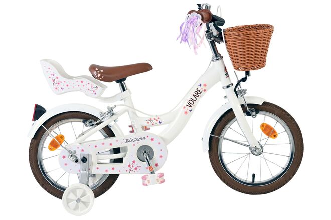 Volare Blossom Barncykel 14 tum, dubbla handbromsar, Vit - För barn 5-5 år