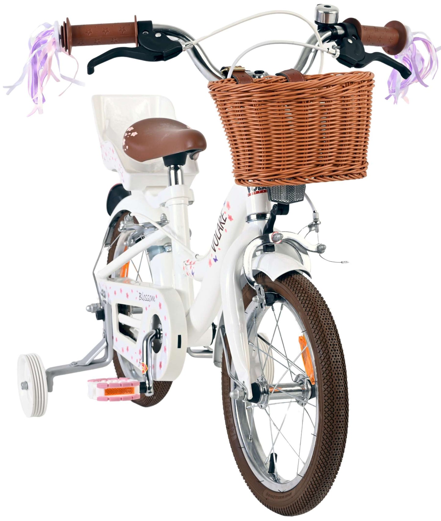 Volare Blossom Barncykel 14 tum, dubbla handbromsar, Vit - För barn 5-5 år