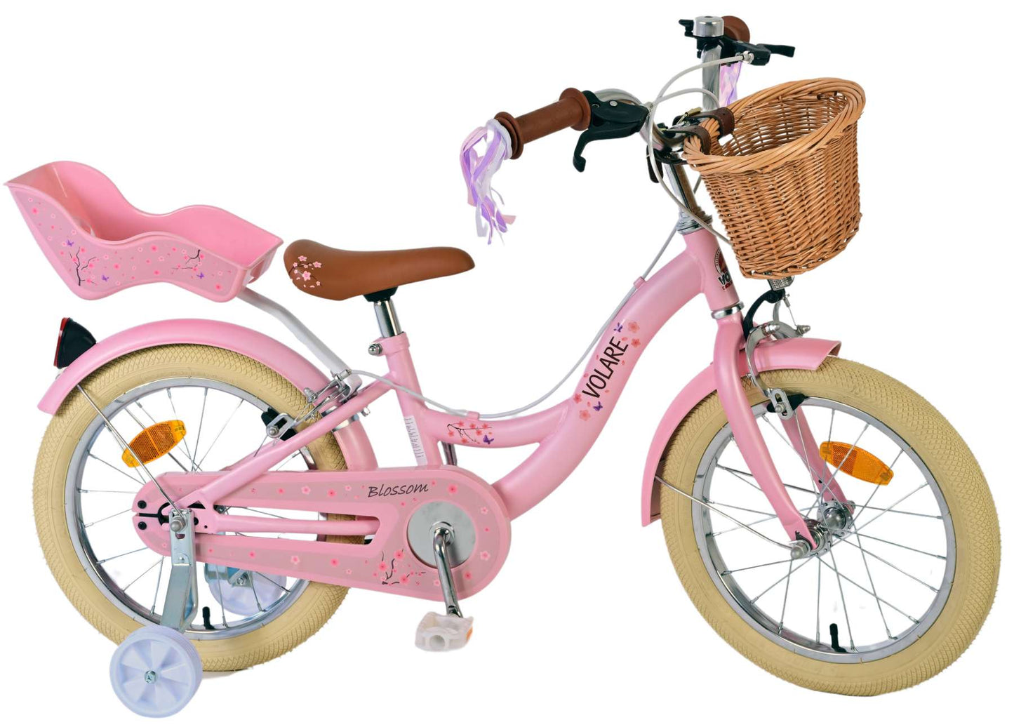 Volare Blossom Barncykel Två Handbromsar 16 tum, Rosa - Lilla Cykelbutiken