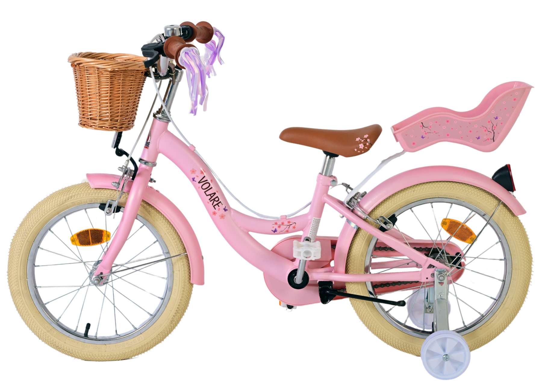 Volare Blossom Barncykel Två Handbromsar 16 tum, Rosa - Lilla Cykelbutiken