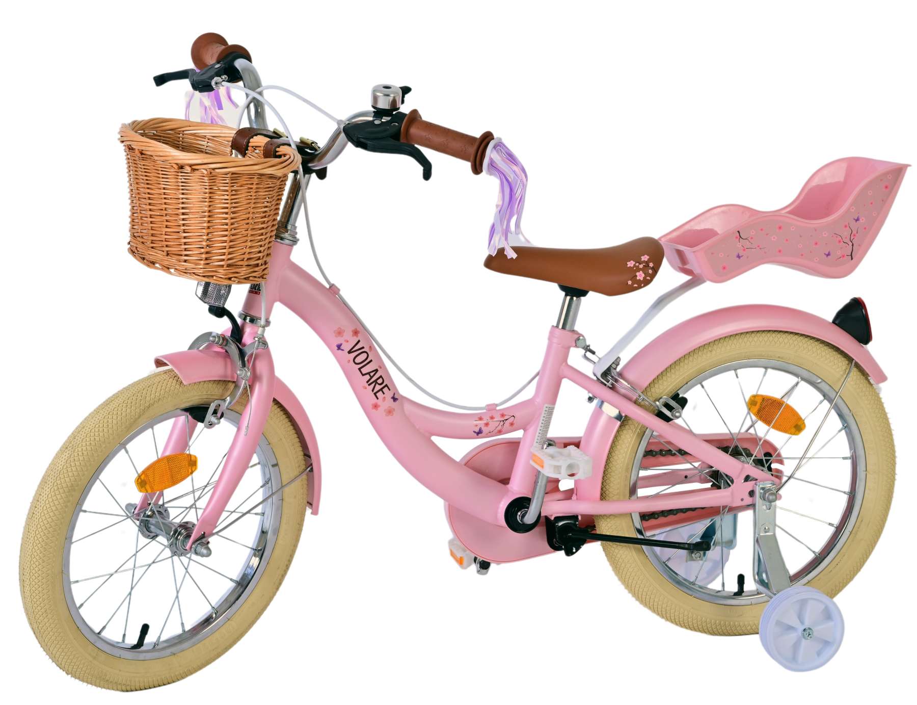 Volare Blossom Barncykel Två Handbromsar 16 tum, Rosa - Lilla Cykelbutiken