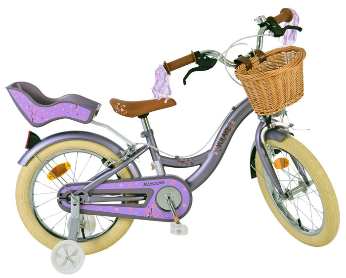 Volare Blossom Barncykel Två Handbromsar 16 tum, Lila - Lilla Cykelbutiken