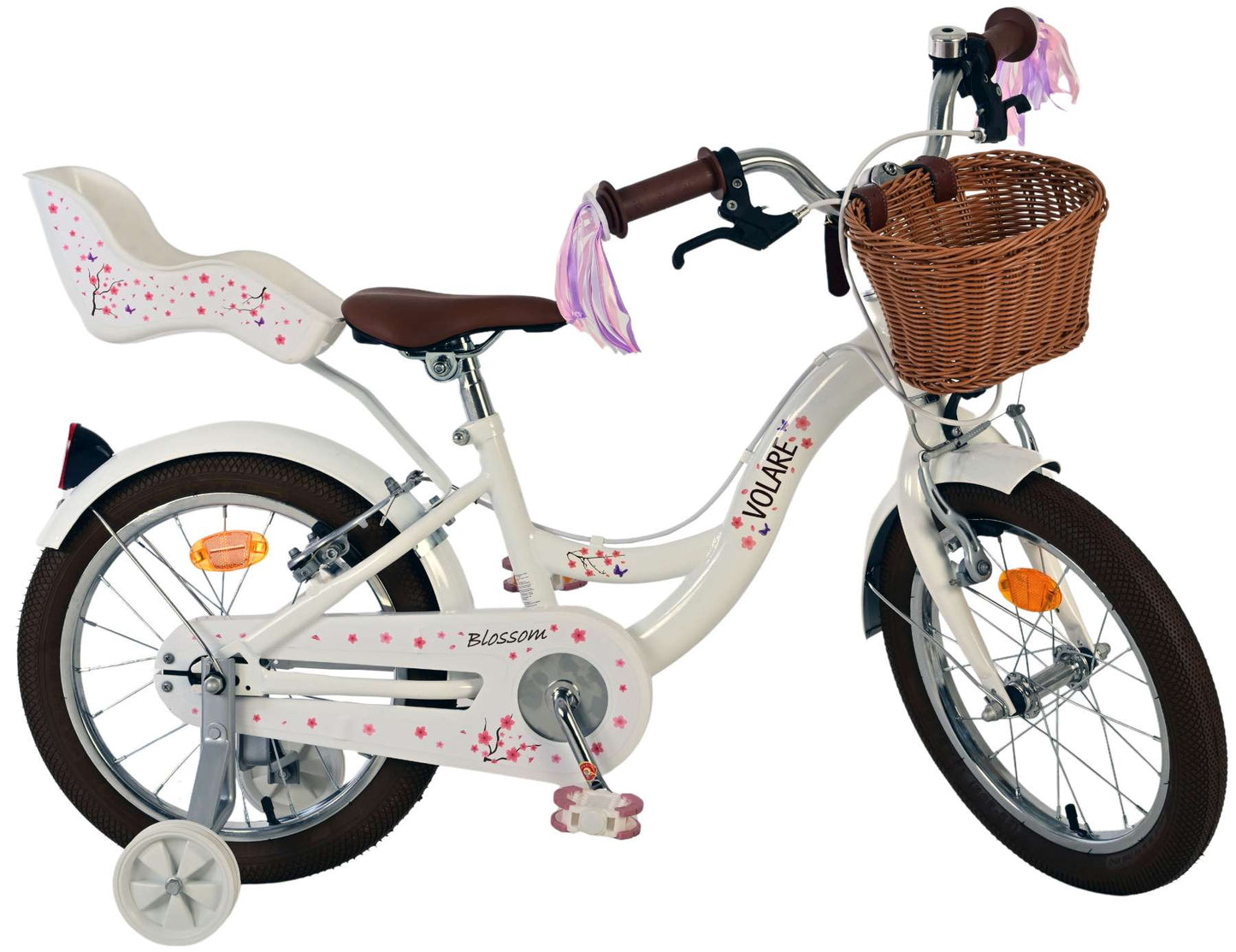 Volare Blossom Barncykel 16 tum, dubbla handbromsar, Vit - För barn 4-6 år