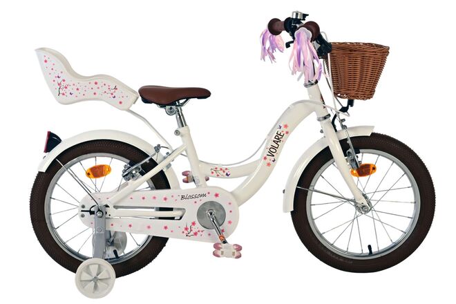 Volare Blossom Barncykel 16 tum, dubbla handbromsar, Vit - För barn 4-6 år